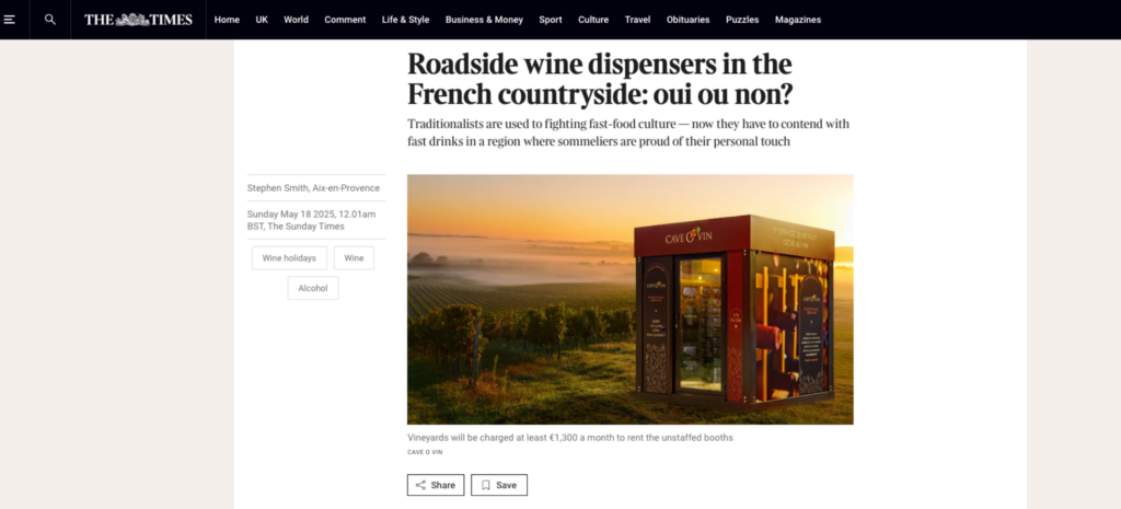 Cave O Vin in the Times